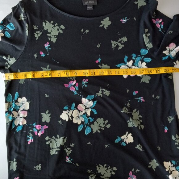 J.Jill Blouse Tunic Womens Size L Black Floral Long Flowy Knit Top Stretch - Picture 10 of 11